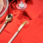 50" x 50" Square Metallic Disposable Plastic Tablecloth - Red TAB_FOL_01_50X50_RED