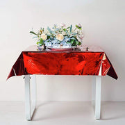 50" x 50" Square Metallic Disposable Plastic Tablecloth - Red TAB_FOL_01_50X50_RED