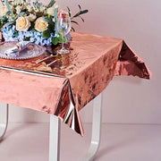 50" x 50" Square Metallic Disposable Plastic Tablecloth - Rose Gold TAB_FOL_01_50X50_054