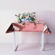 50" x 50" Square Metallic Disposable Plastic Tablecloth - Rose Gold TAB_FOL_01_50X50_054