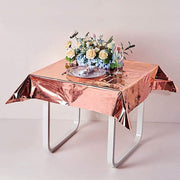 50" x 50" Square Metallic Disposable Plastic Tablecloth - Rose Gold TAB_FOL_01_50X50_054