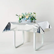50" x 50" Square Metallic Disposable Plastic Tablecloth - Silver TAB_FOL_01_50X50_SILV