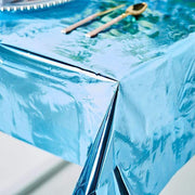 50" x 50" Square Metallic Disposable Plastic Tablecloth - Turquoise TAB_FOL_01_50X50_TURQ