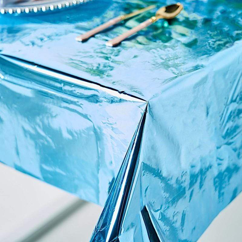 50" x 50" Square Metallic Disposable Plastic Tablecloth - Turquoise TAB_FOL_01_50X50_TURQ