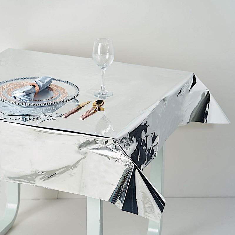 50" x 50" Square Metallic Disposable Plastic Tablecloth