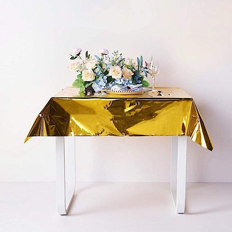 50" x 50" Square Metallic Disposable Plastic Tablecloth