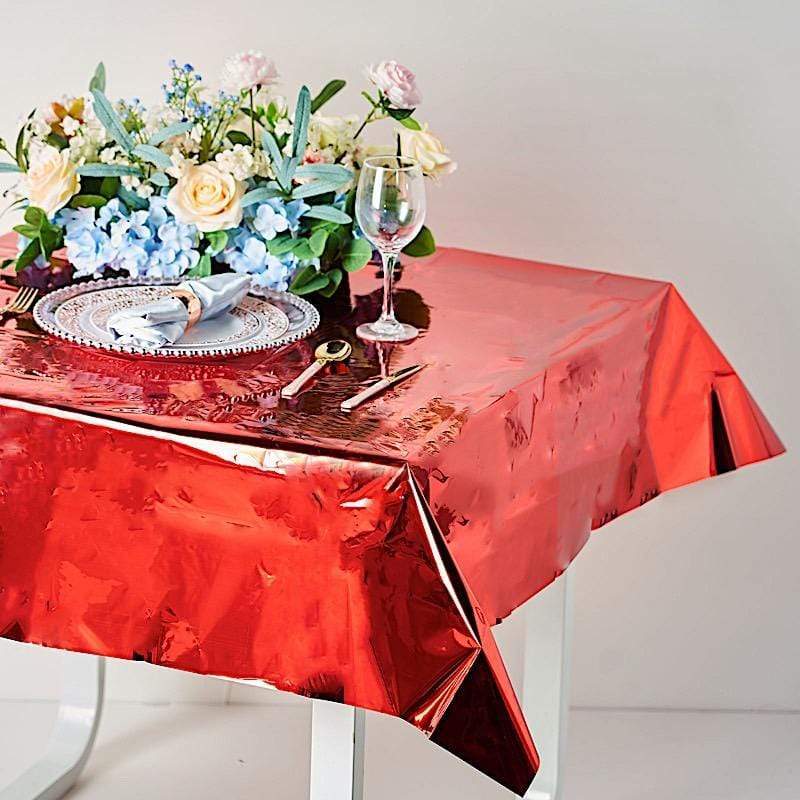 50" x 50" Square Metallic Disposable Plastic Tablecloth