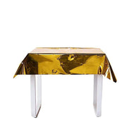 50" x 50" Square Metallic Disposable Plastic Tablecloth - Gold TAB_FOL_01_50X50_GOLD