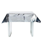 50" x 50" Square Metallic Disposable Plastic Tablecloth - Silver TAB_FOL_01_50X50_SILV