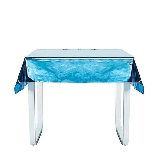 50" x 50" Square Metallic Disposable Plastic Tablecloth - Turquoise TAB_FOL_01_50X50_TURQ