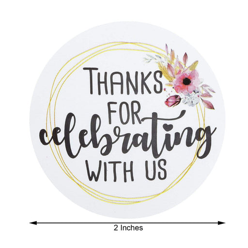 500 pcs 2" Self Adhesive Thank You For Celebrating with Us Stickers Roll - White and Black STK_TYCLB_001_2