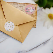 500 Round Floral Self Adhesive Baby Shower Stickers Roll - Assorted STK_BABY_001_15