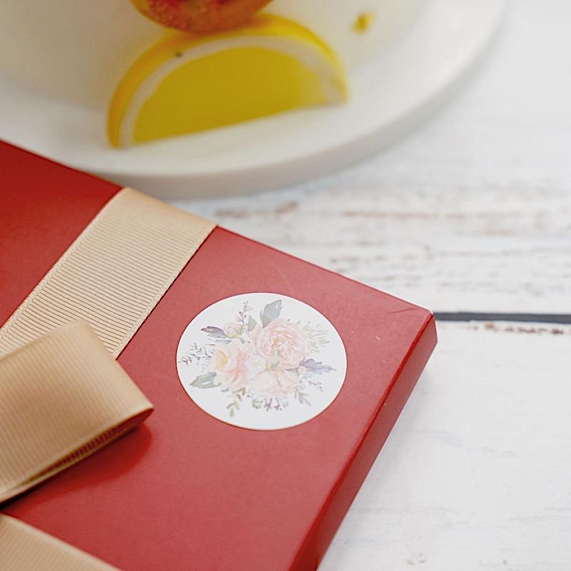 500 Round Floral Self Adhesive Baby Shower Stickers Roll - Assorted STK_BABY_001_15