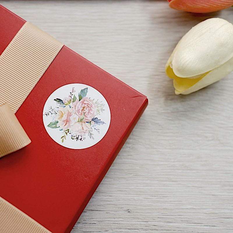 500 Round Floral Self Adhesive Baby Shower Stickers Roll - Assorted STK_BABY_001_15