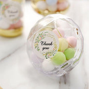 500 Thank You 1.5" Round Self Adhesive Floral Stickers Roll - White with Black STK_THKS_005_15