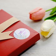 500 Thank You 1.5" Round Self Adhesive Floral Stickers Roll - White with Purple STK_THKS_006_15