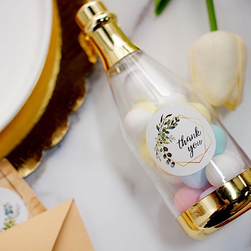 500 Thank You 1.5" Round Self Adhesive Greenery Frame Stickers Roll - White with Black STK_THKS_001_15