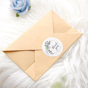 500 Thank You 1.5" Round Self Adhesive Greenery Frame Stickers Roll - White with Black STK_THKS_001_15