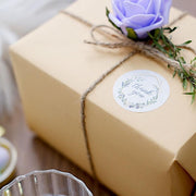 500 Thank You 1.5" Round Self Adhesive Greenery Frame Stickers Roll - White with Black STK_THKS_001_15