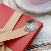 500 Thank You 1.5" Round Self Adhesive Stickers Roll - Black with Gold STK_THKS_008_15_BLK