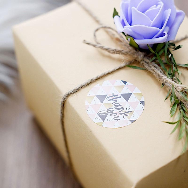 500 Thank You 1.5" Round Self Adhesive Stickers Roll with Geometric Design - Assorted STK_THKS_002_15