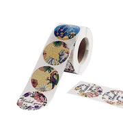 500 Thank You 1.5" Round Self Adhesive Tropical Floral Stickers Roll - Assorted STK_THKS_004_15