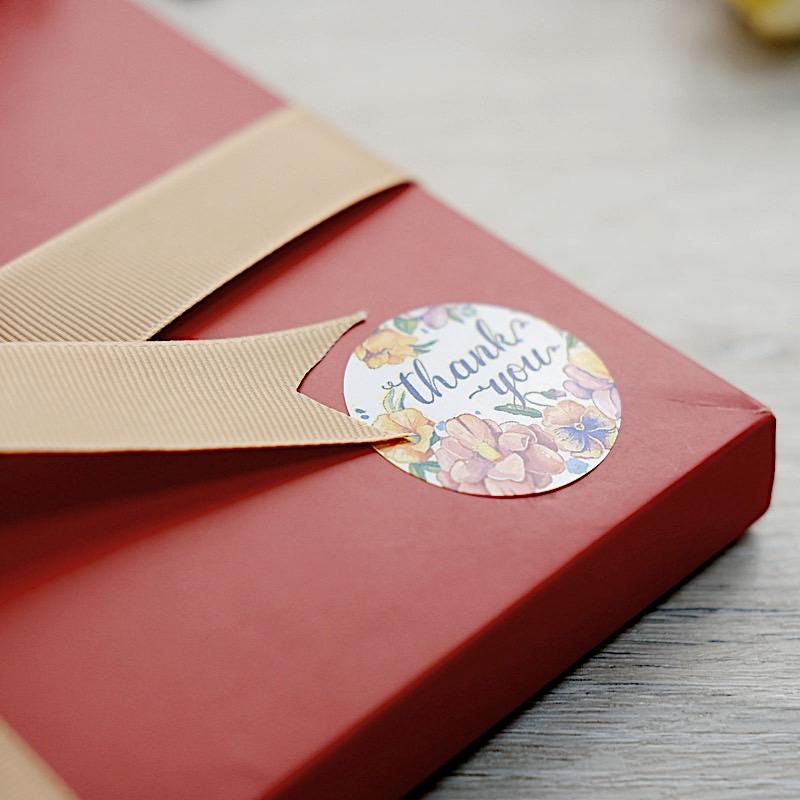 500 Thank You 1.5" Round Self Adhesive Tropical Floral Stickers Roll - Assorted STK_THKS_004_15