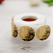 500 Thank You 1.5" Round Self Adhesive with Greenery Stickers Roll - Natural and White STK_THKS_007_15