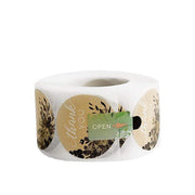 500 Thank You 1.5" Round Self Adhesive with Greenery Stickers Roll - Natural and White STK_THKS_007_15