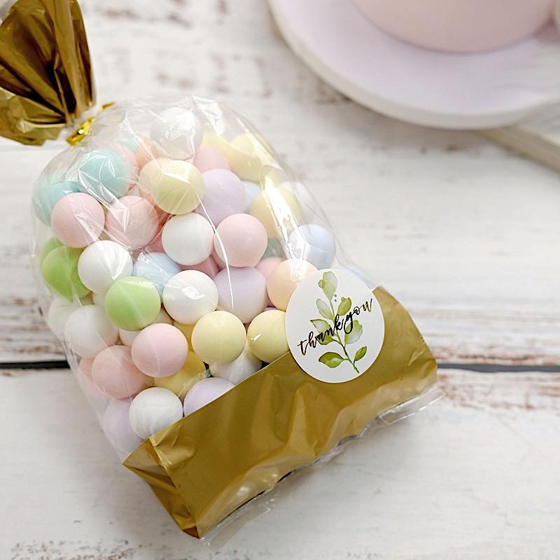 500 Thank You 1.5" Round Self Adhesive with Leaves Stickers Roll - White and Gold STK_THKS_010_15