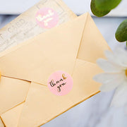 500 Thank You 1" Round Self Adhesive Stickers Roll - Blush with Gold STK_THKS_008_1_046