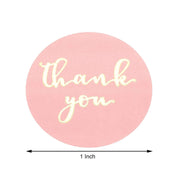 500 Thank You 1" Round Self Adhesive Stickers Roll - Blush with Gold STK_THKS_008_1_046