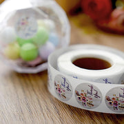 500 Thank You 1" Self Adhesive Floral Stickers Roll - Purple STK_THKS_003_1