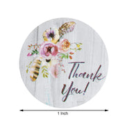 500 Thank You 1" Self Adhesive Floral Stickers Roll - Purple STK_THKS_003_1