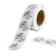 500 Thank You 1" Self Adhesive Floral Stickers Roll - Purple STK_THKS_003_1