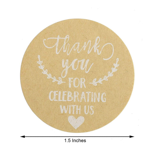 500 Thank You For Celebrating with Us 1.5" Self Adhesive Stickers Roll - Natural and White STK_TYCLB_002_15