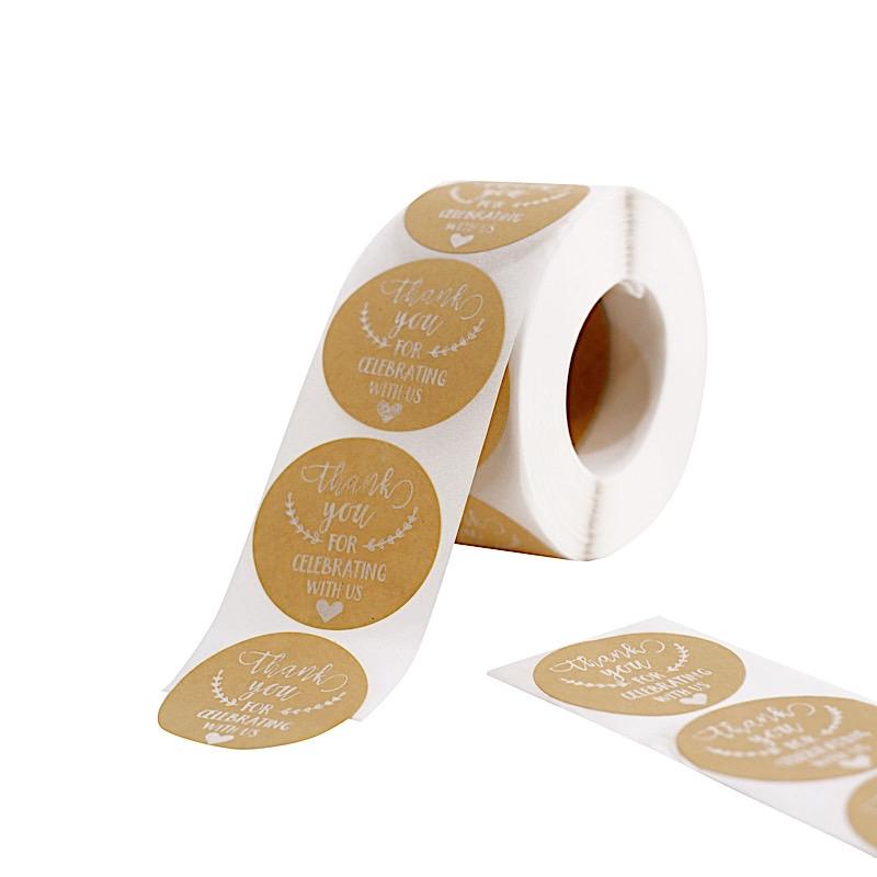 500 Thank You For Celebrating with Us 1.5" Stickers Roll - Natural and ...