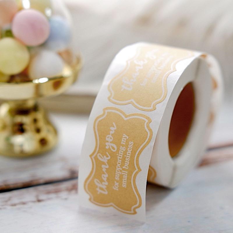 500 Thank You For Supporting My Small Business 2" Self Adhesive Stickers Roll - Natural with White STK_TYBS_003_2