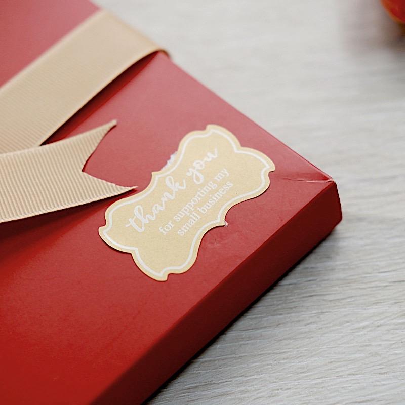 500 Thank You For Supporting My Small Business 2" Self Adhesive Stickers Roll - Natural with White STK_TYBS_003_2