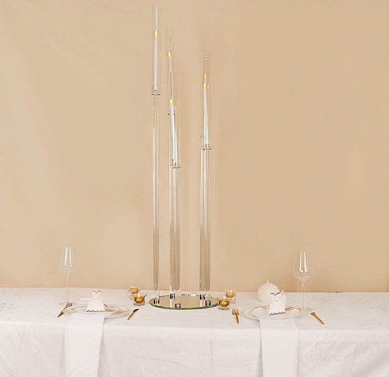 51" tall 5 Arm Crystal Glass Candelabra Taper Candle Holder - Clear CHDLR_CAND_030R_5A_CLR