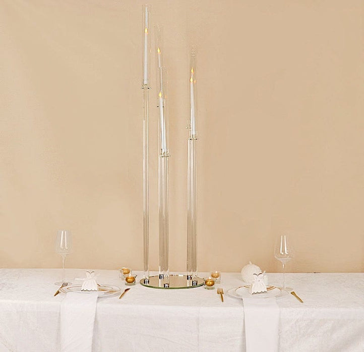 51" tall 5 Arm Crystal Glass Candelabra Taper Candle Holder - Clear CHDLR_CAND_030R_5A_CLR
