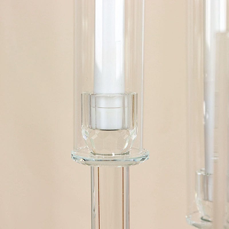 51" tall 5 Arm Crystal Glass Candelabra Taper Candle Holder - Clear CHDLR_CAND_030R_5A_CLR