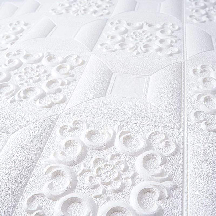 52 sq ft French Country Style 3D Self Adhesive Foam Wall Panels - White WLL_FOAM04_WHT