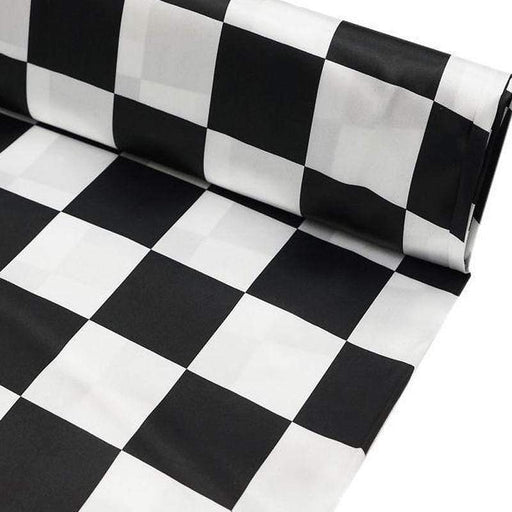 54" x 10 yards Satin Checkered Fabric Bolt - Black and White FAB_5435_WHT_BLK