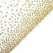 54" x 108" Rectangular Disposable Plastic Tablecloth with Confetti Dots - White and Gold TAB_PVC_DOT03_108_WHTGD