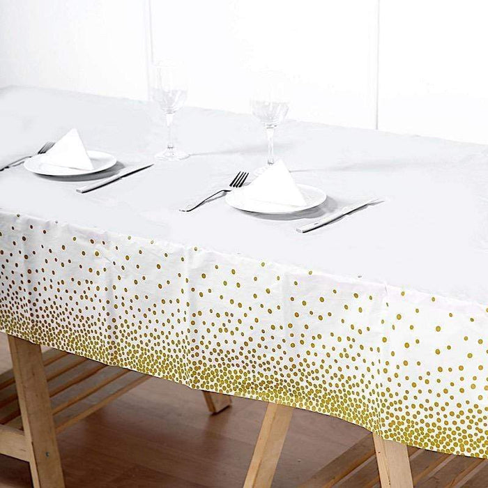 54" x 108" Rectangular Disposable Plastic Tablecloth with Confetti Dots