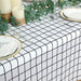 54" x 108" Rectangular Disposable Plastic Tablecloth with Grid Design - Black and White TAB_PVC_GRID01_108_WHT