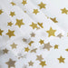 54" x 108" Rectangular Disposable Plastic Tablecloth with Star Sprinkled Design - White and Gold TAB_PVC_STR01_108_WHTGD