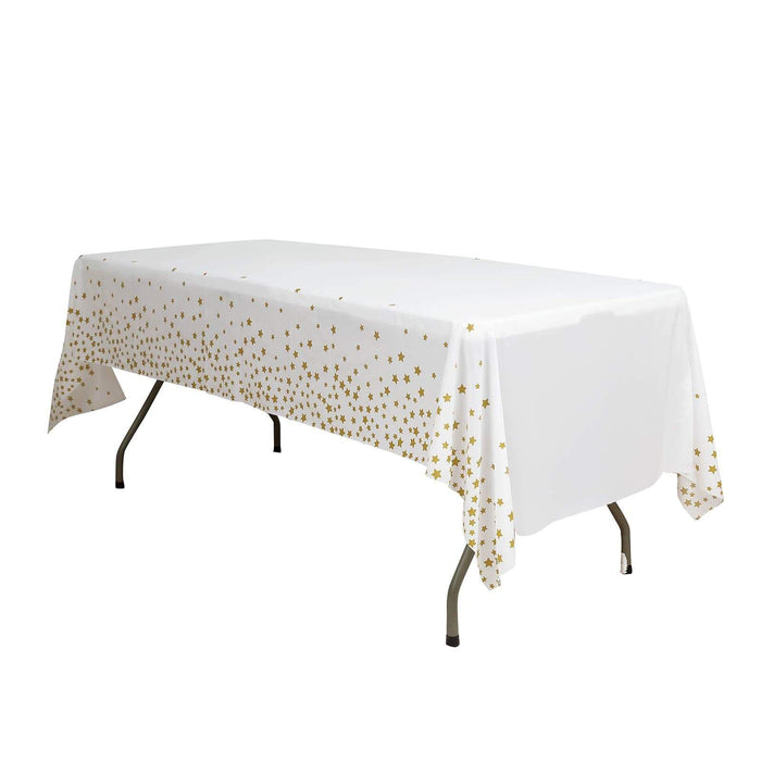 54" x 108" Rectangular Disposable Plastic Tablecloth with Star Sprinkled Design