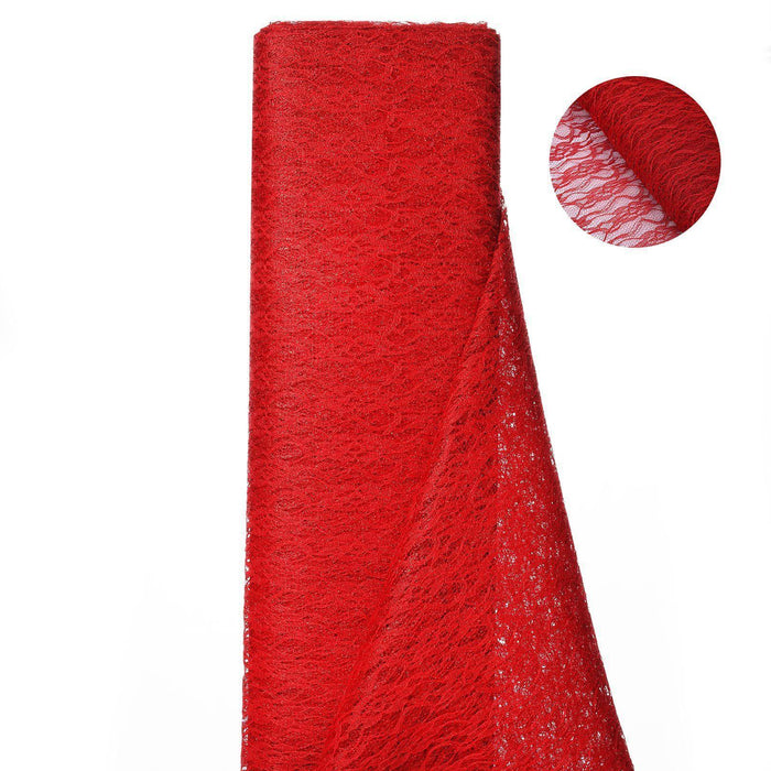 54" x 15 yards Glittered Lace Fabric Bolt - Red TUL_B54_017